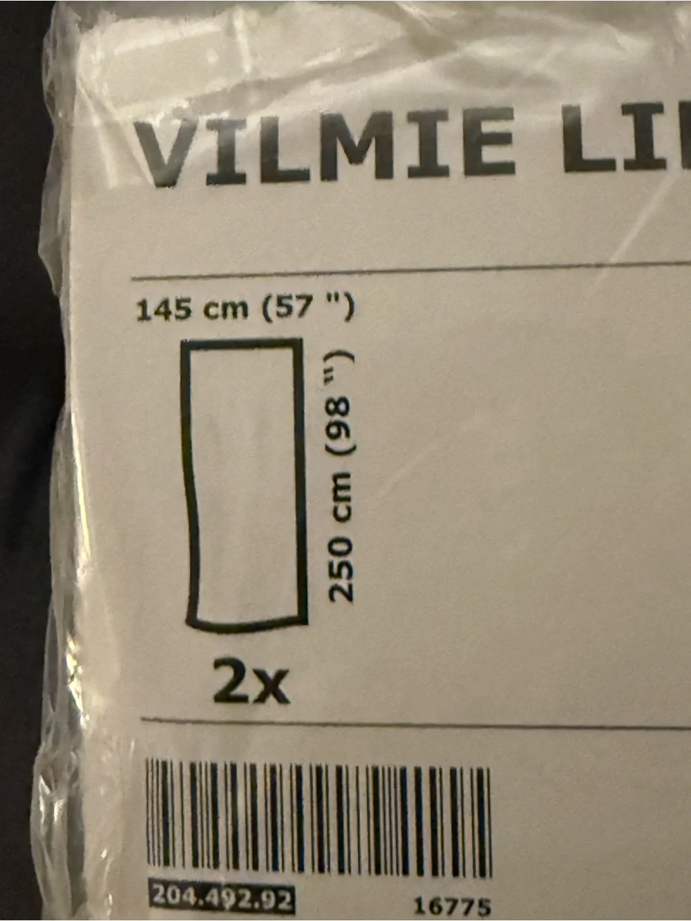 IKEA VILMIE LINJE - 2 White Curtains Black Vertical Stripes 57”x98” NEW IN PKG